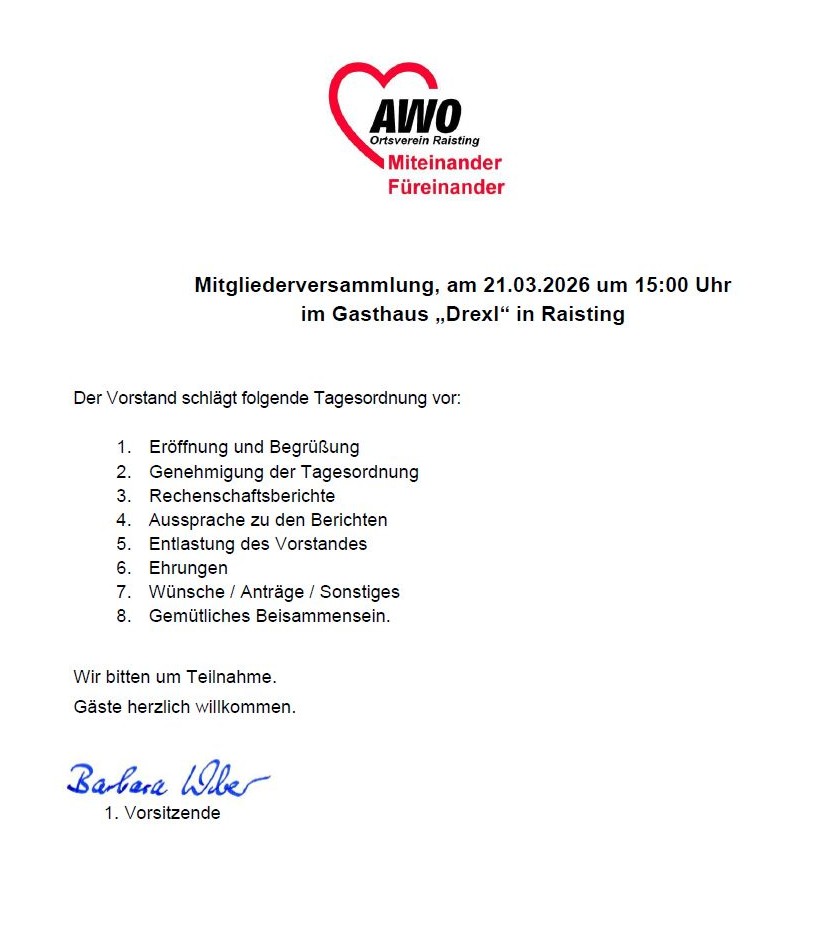 AWO Jahreshauptversammlung 